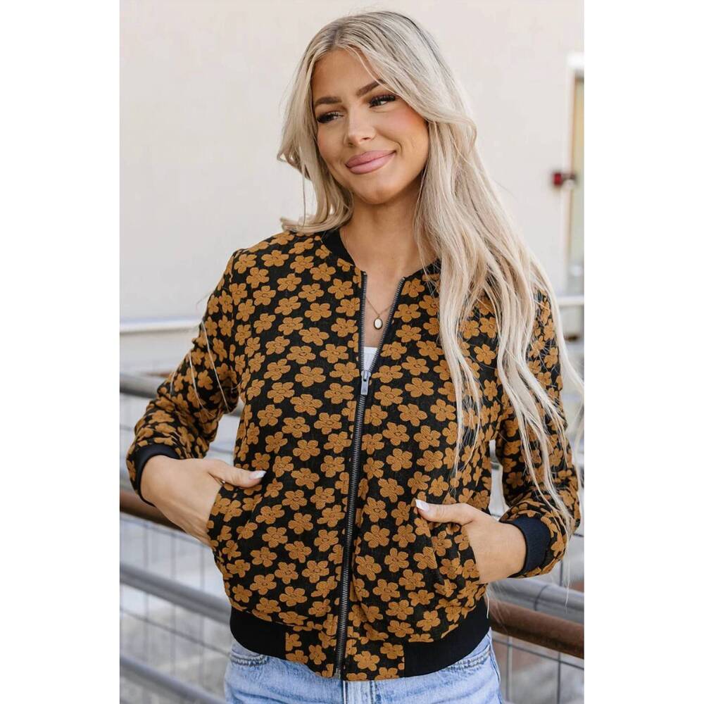 NEW AMPERSAND AVE flower bomber jacket in mustard